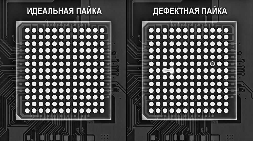 Рентгеновский контроль пайки BGA: равномерное распределение шариков и отсутствие дефектов