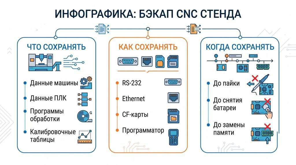 Протокол сохранения станочных данных перед ремонтом стойки ЧПУ: что, как и когда сохранять