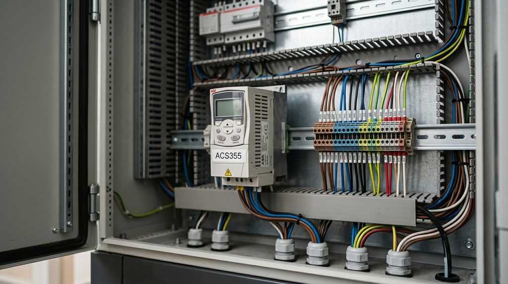 Компактный преобразователь ABB ACS355 в шкафу автоматики