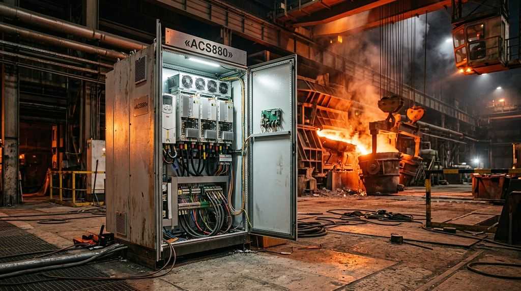 Промышленный преобразователь ABB ACS880 в металлургическом цехе