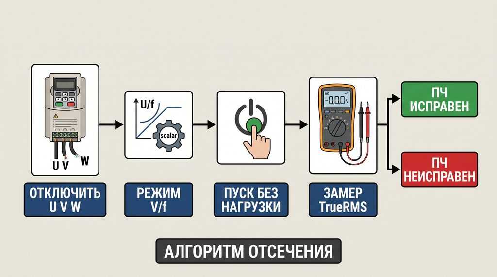Алгоритм отсечения: как отличить неисправность частотного преобразователя от дефекта внешней линии или двигателя