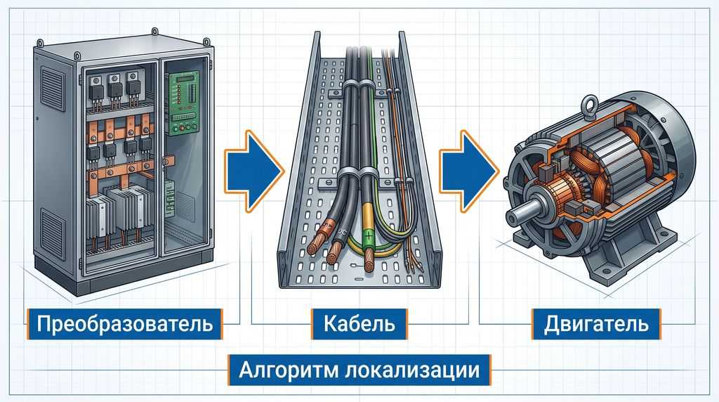 Локализация неисправности привода постоянного тока: преобразователь, кабель, двигатель