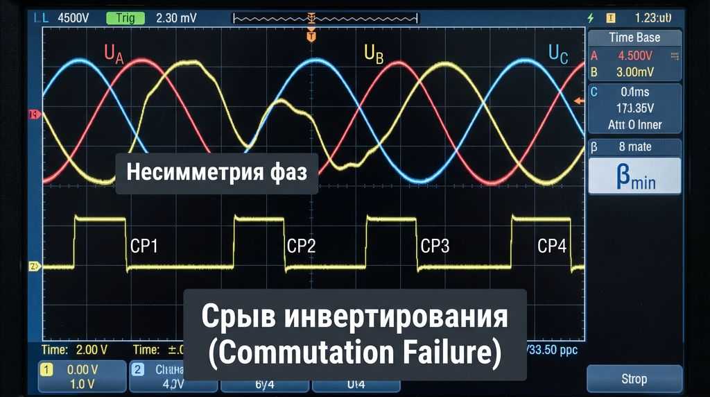 Синхронизация СИФУ и срыв инвертирования в 4Q-приводе постоянного тока