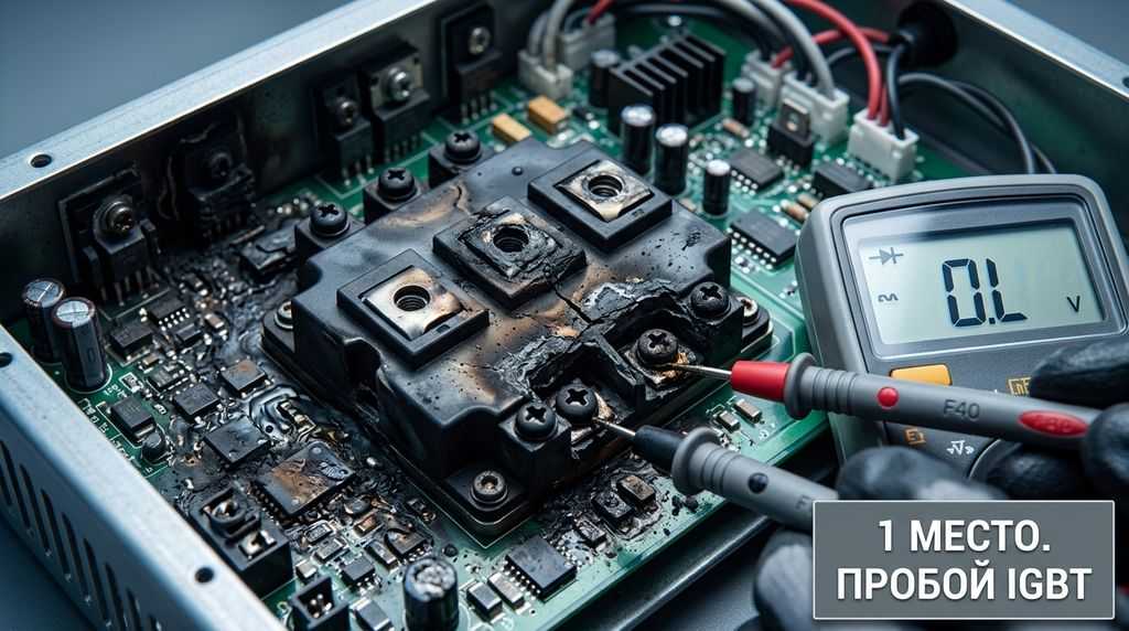 1 место - пробой силового каскада IGBT частотного преобразователя