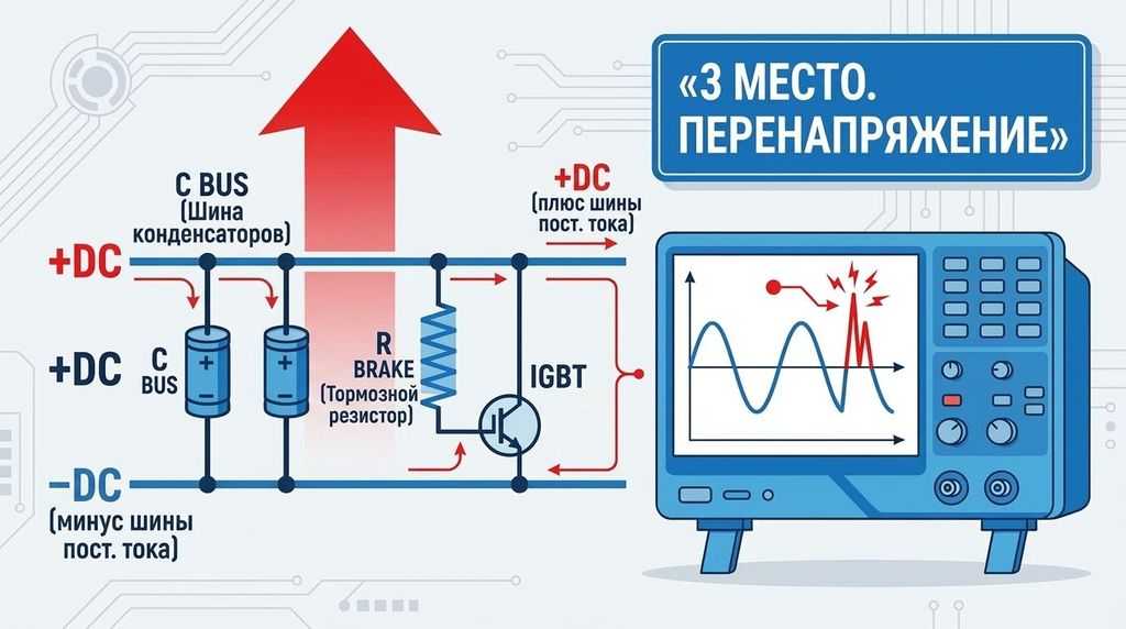 3 место - перенапряжение DC-шины частотного преобразователя