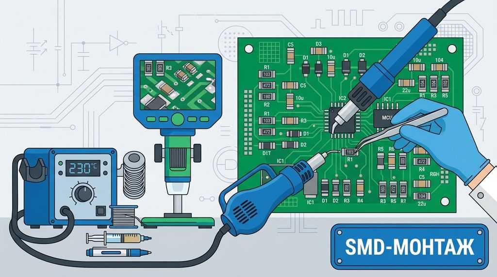 Пайка SMD-компонентов частотного преобразователя