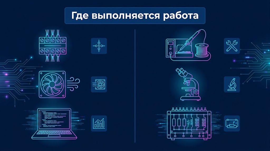 Матрица локализации работ по ремонту ИБП: выезд на объект или лаборатория