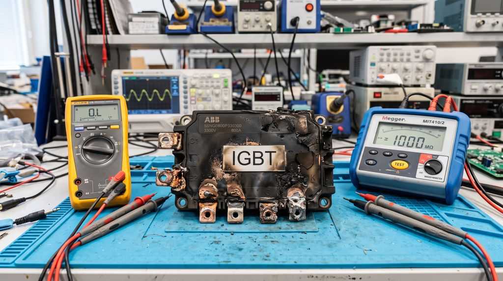 Сгоревший модуль IGBT при ошибке 2340 короткое замыкание ABB