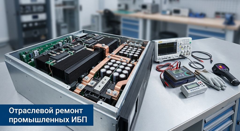 Ремонт промышленных ИБП для ЦОД, производства и медицины - силовая часть на сервисном столе