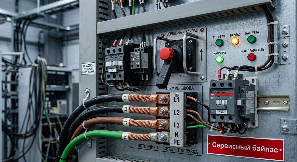Механический сервисный байпас промышленного ИБП - безопасный вывод оборудования в ремонт
