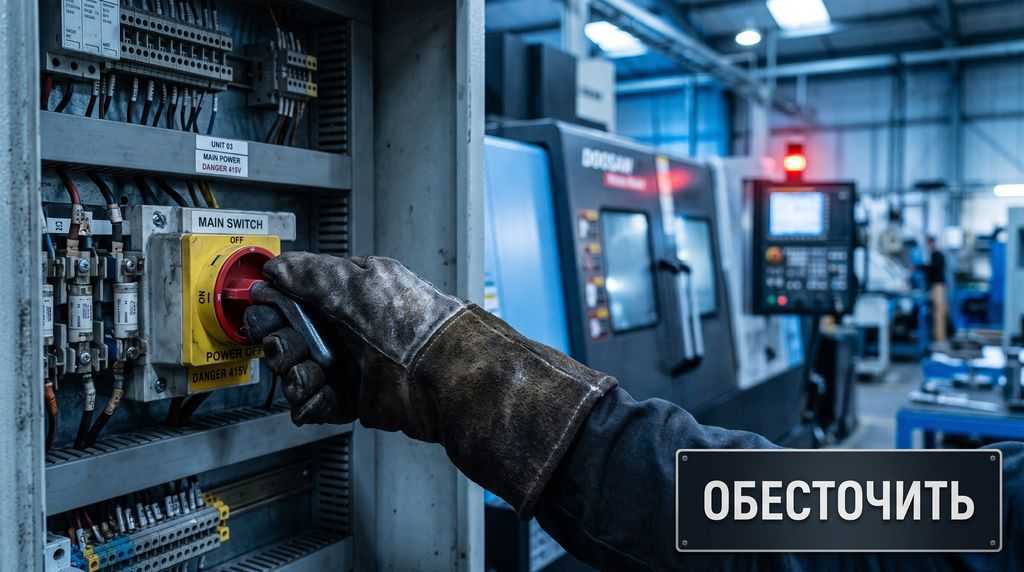 Обесточивание промышленного шкафа управления при отказе электронной платы станка