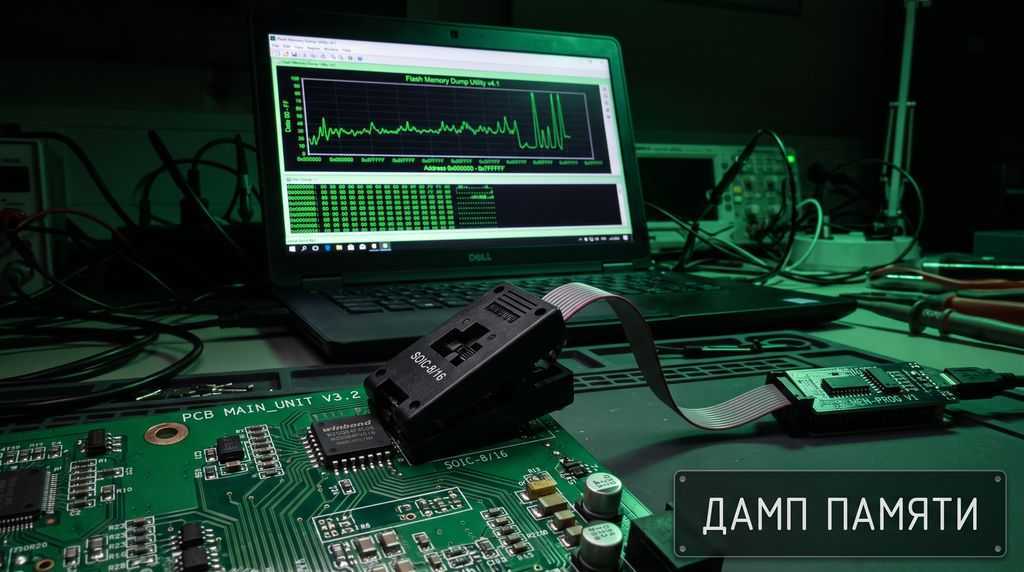 Снятие дампа памяти с микросхемы EEPROM на программаторе до подачи питания на плату