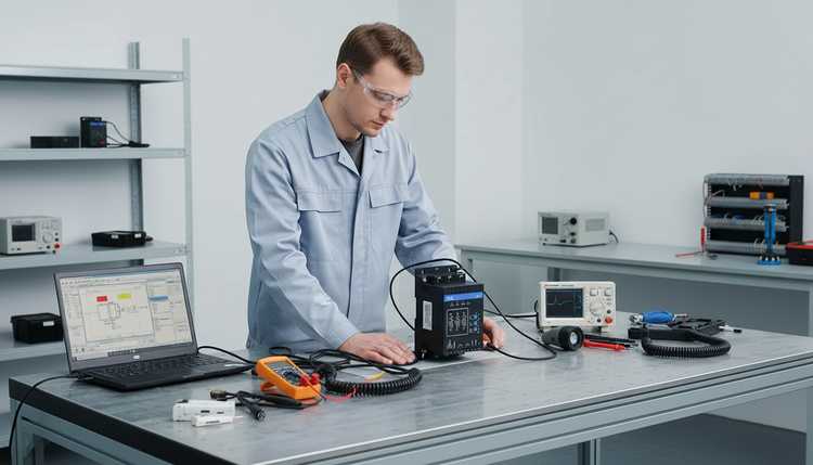 Специалист Икс Пром Суппорт проводит тестирование УПП после ремонта