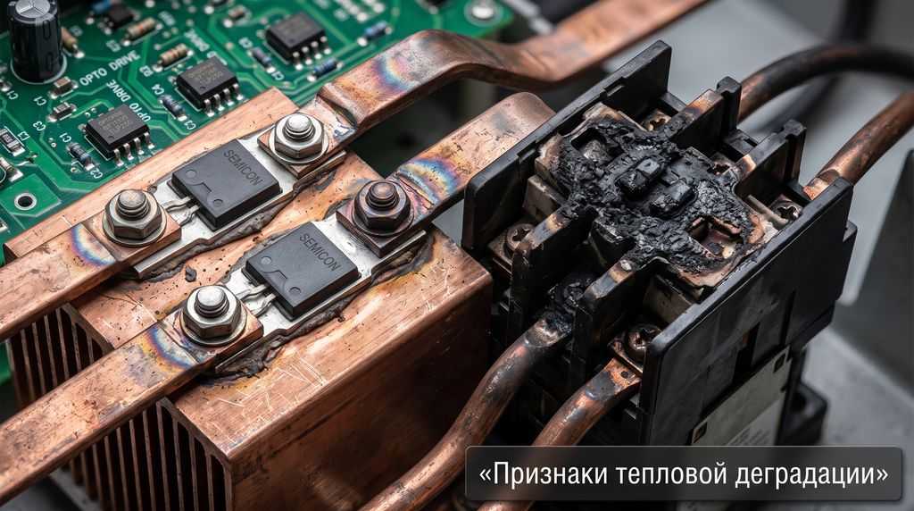 Тепловая деградация тиристоров и подгорание контактов байпаса в устройстве плавного пуска