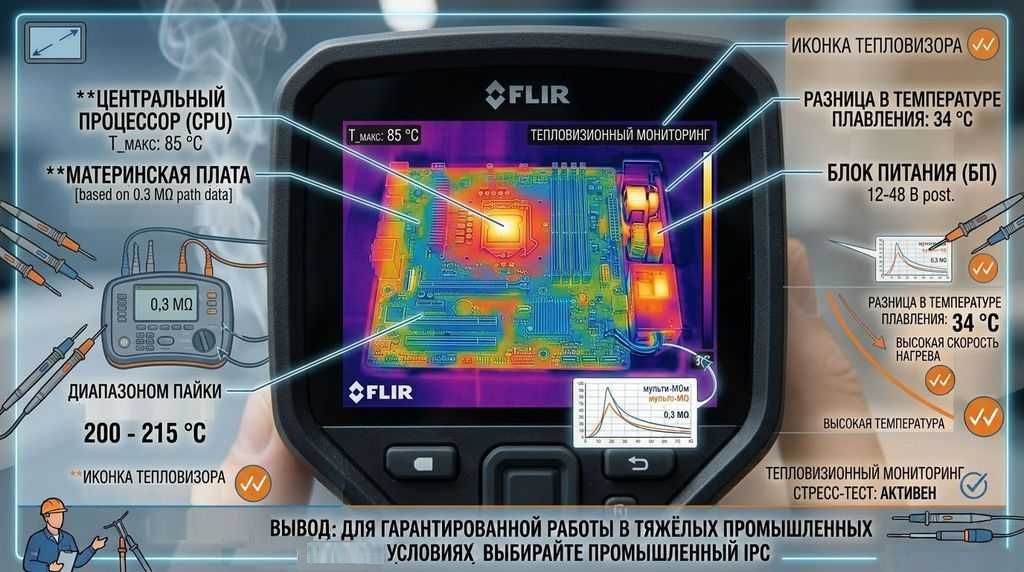 Регламент выходного контроля после ремонта промышленного компьютера: стресс-тесты, термокамера, watchdog