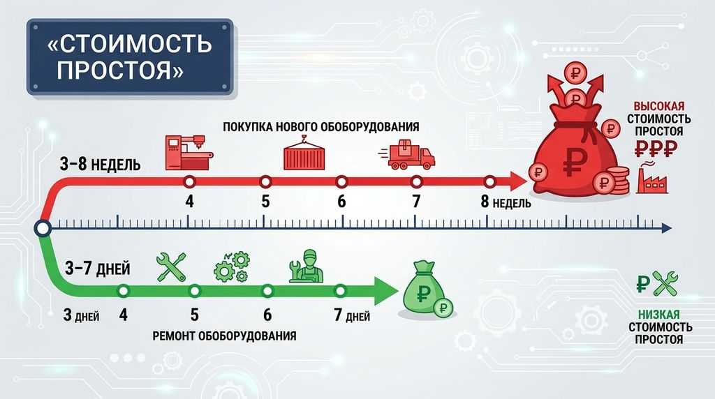 Стоимость простоя при ремонте и покупке ЧП
