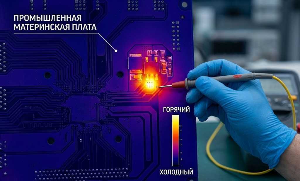 Поиск межслойного короткого замыкания на промышленной плате тепловизором
