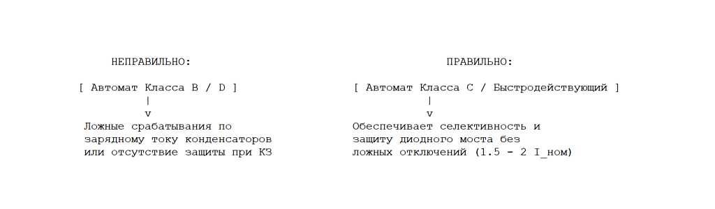 Неправильный выбор защитного автомата